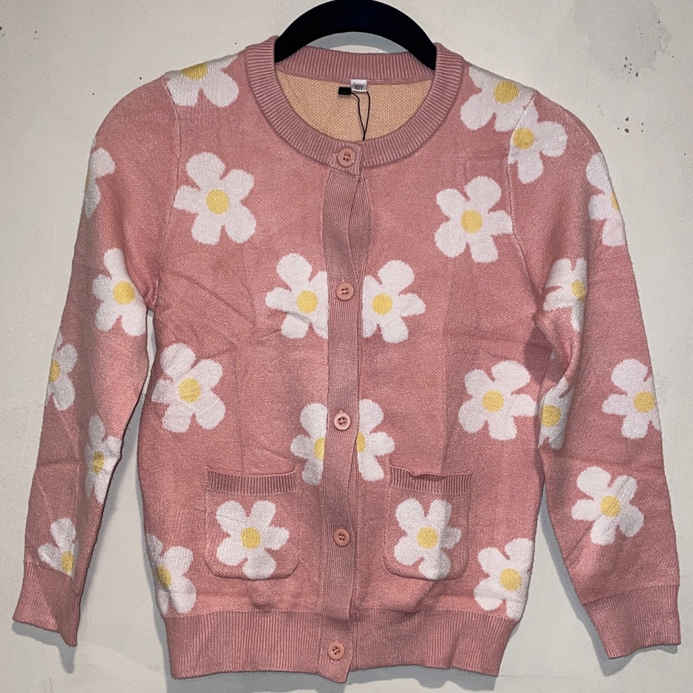 Pink Floral Cardigan with Socks Set
